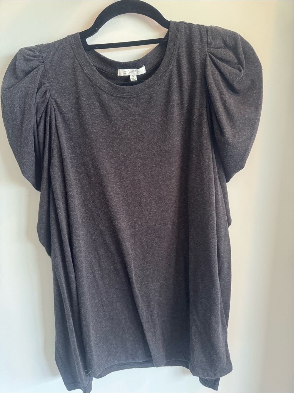 Z Supply Dark Charcoal Puff Sleeve Tee
